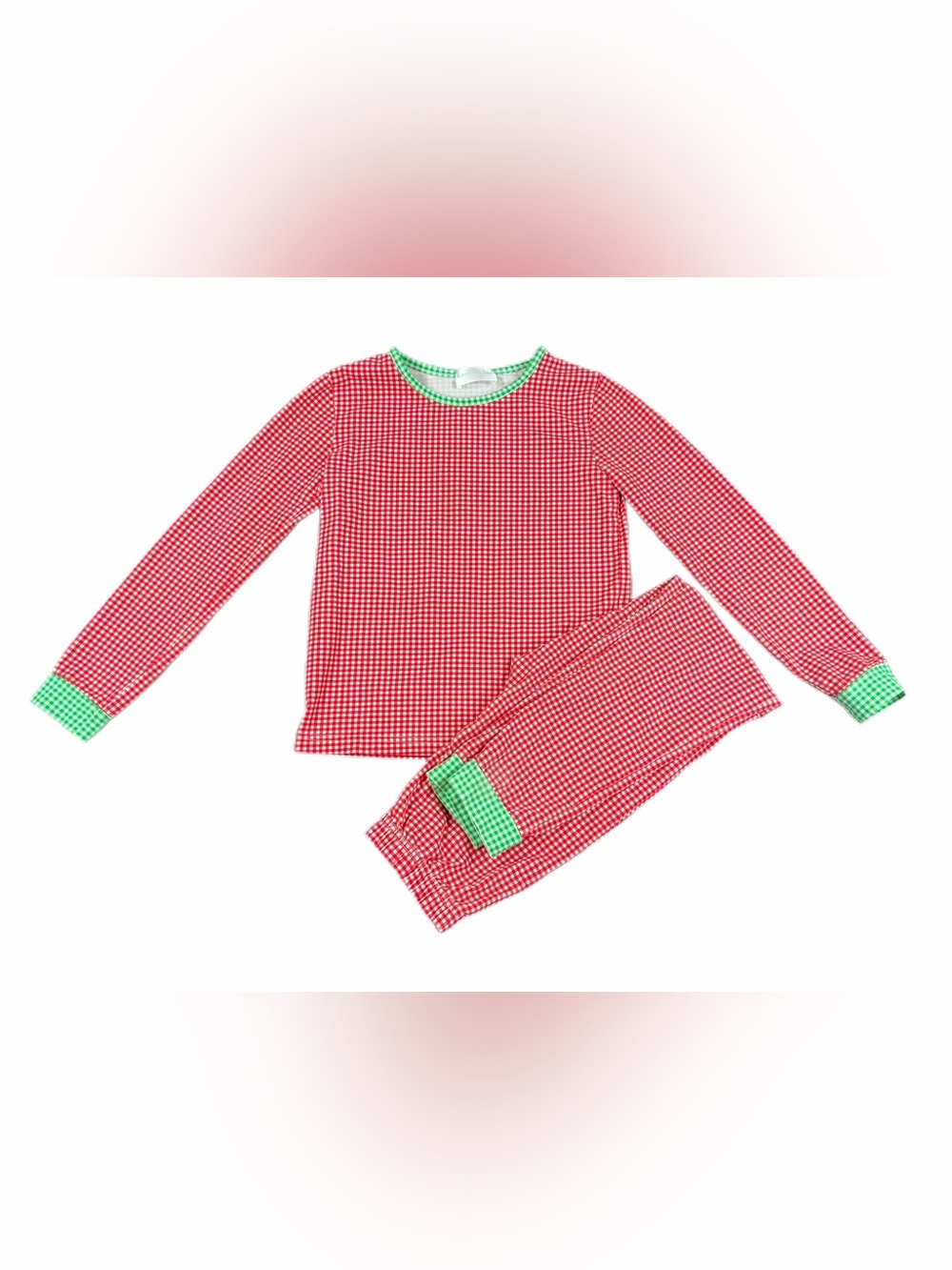 CECIL and LOU Red Gingham Long Sleeve Pajama Set - 10